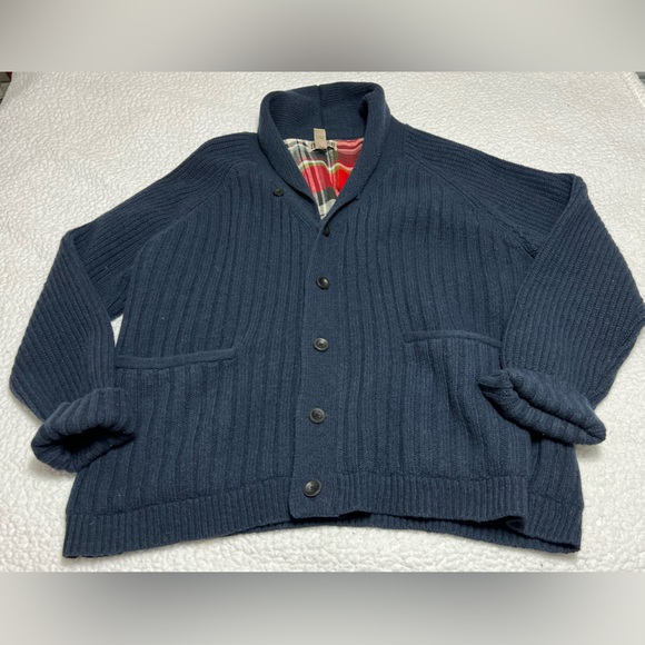 Duluth Trading Co Cardigan Sweater Mens 3XL Wool Alpaca Plaid Lined Shawl - Picture 1 of 8